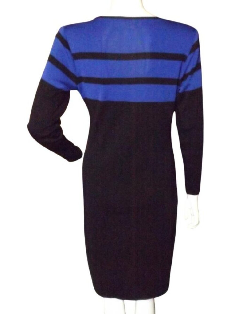 EXCLUSIVELY MISOOK Dress, S, Black/Blue Top, Long sleeves, Acrylic, Knee length - Picture 5 of 11